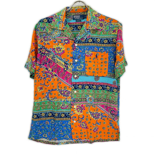 POLObyRalphLauren Patchwork Multicolor SS Band Shirt Polo Size S