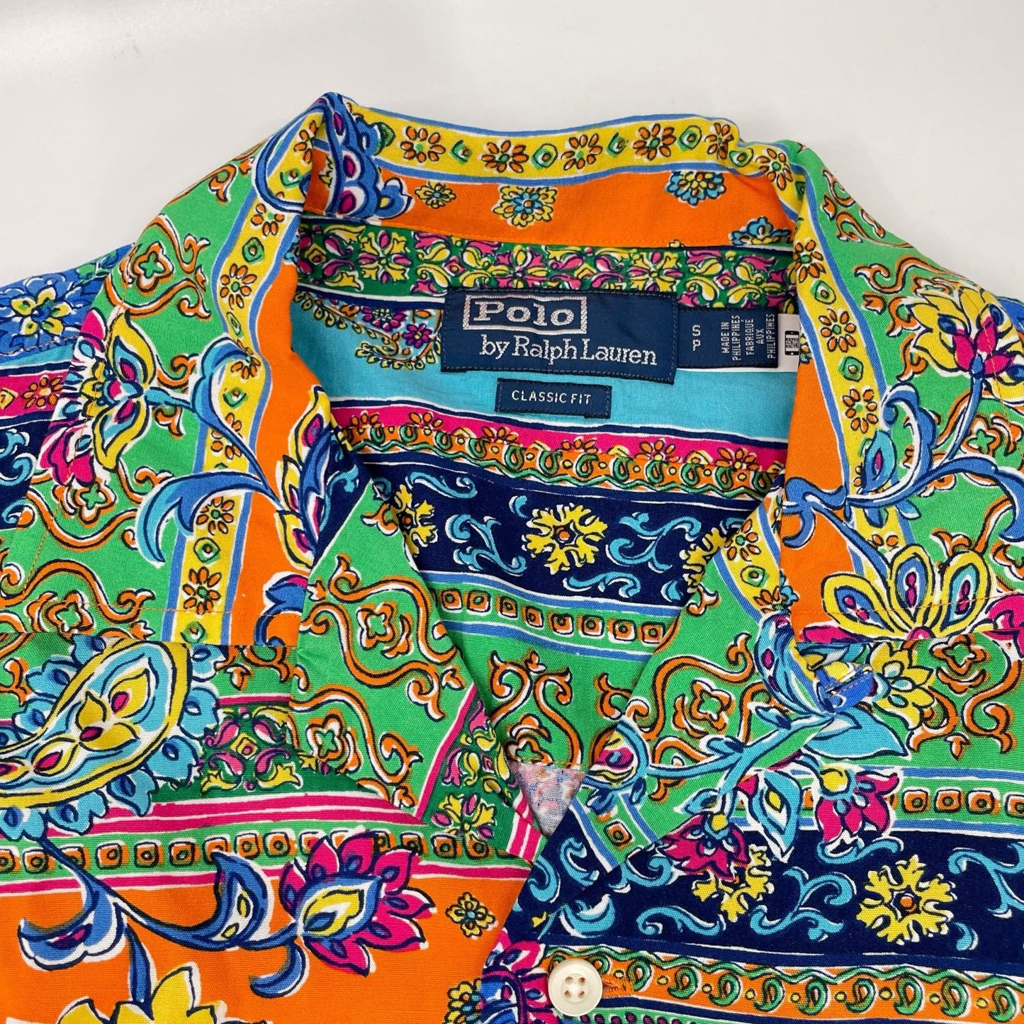 POLObyRalphLauren Patchwork Multicolor SS Band Shirt Polo Size S