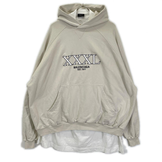 BALENCIAGA 22 Off-White Layered Hoodie Size L