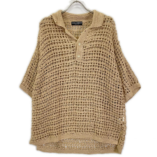 DOLCE&GABBANA Perforated Linen Knit Sweater Beige Size S