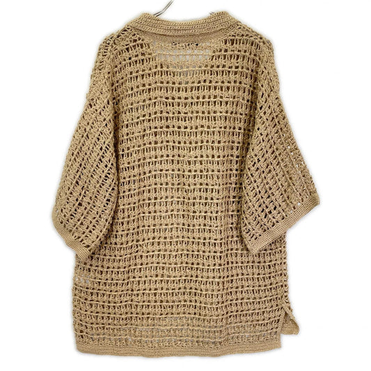 DOLCE&GABBANA Perforated Linen Knit Sweater Beige Size S