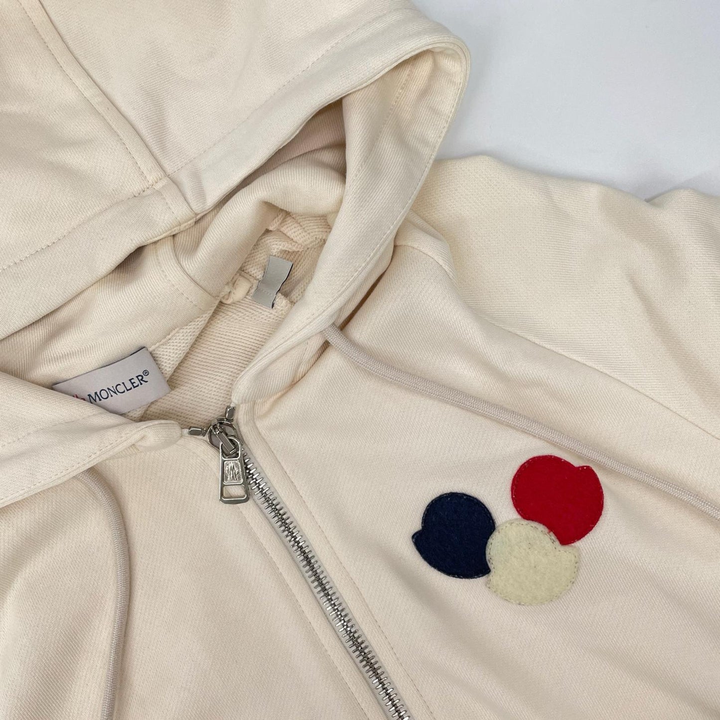 MONCLER 2016 Ivory Triple Patch Zip Hoodie Size S