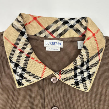 BURBERRY 26SS Brown Check Collar Polo Size L