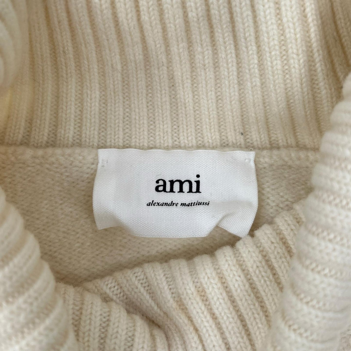 AMI Alexandre Mattiussi Ivory Wool Turtleneck Knit Size S