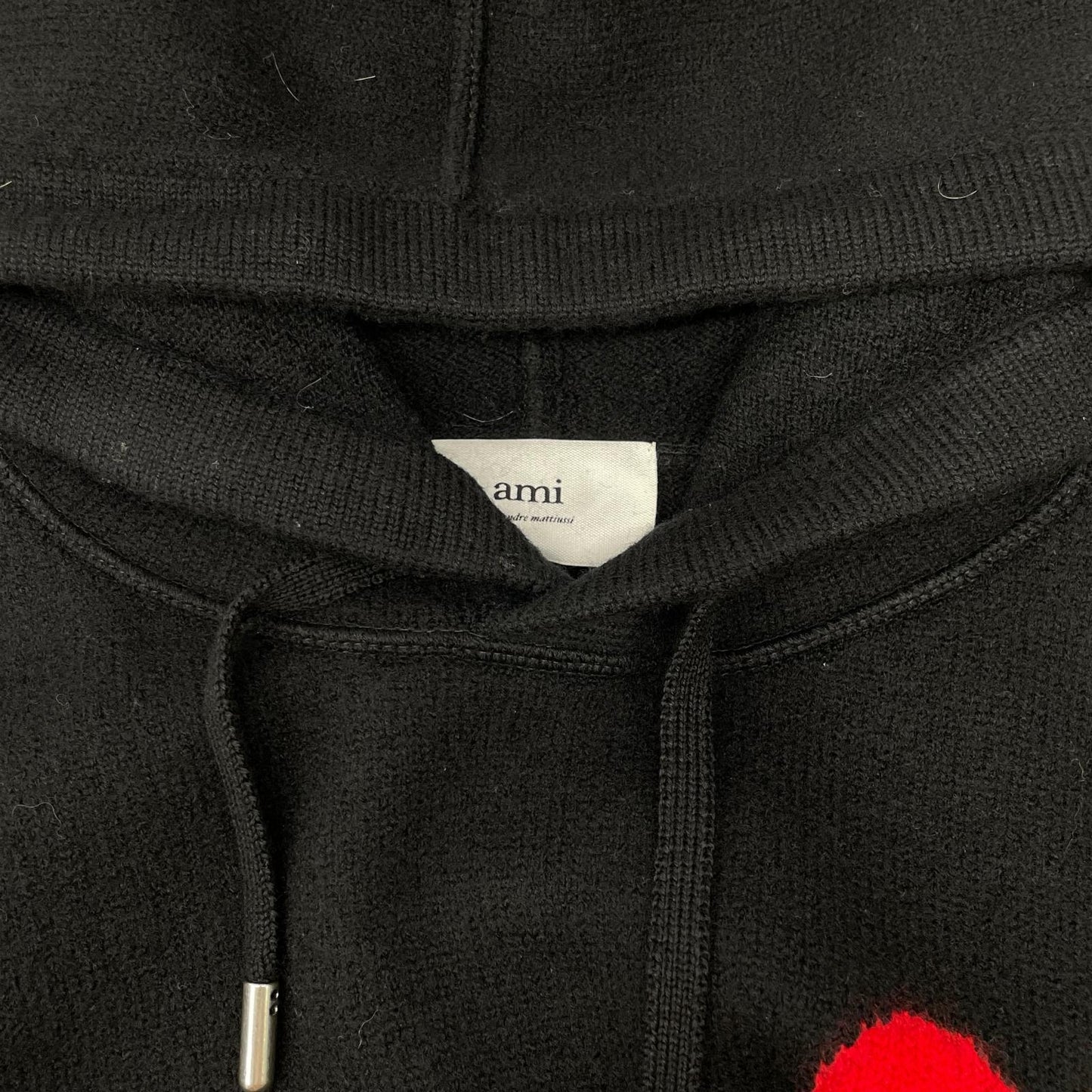 AMI Alexandre Mattiussi Black Wool Knit Hoodie Size L