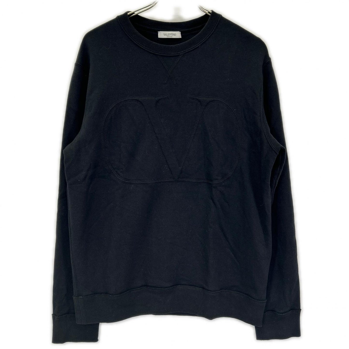 VALENTINO Black Cotton Logo Sweatshirt Size L