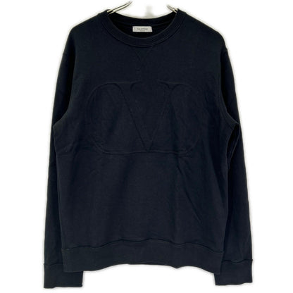 VALENTINO Black Cotton Logo Sweatshirt Size L