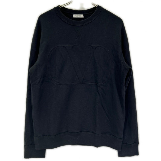 VALENTINO Black Cotton Logo Sweatshirt Size L