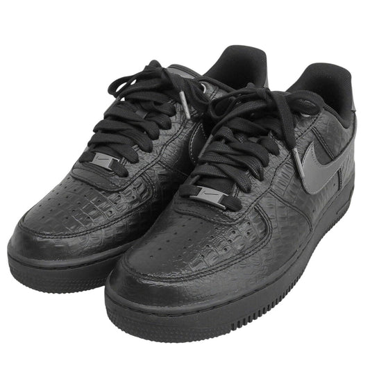 NIKE Air Force 1 Crocodile Leather Sneakers Black Size 8.5