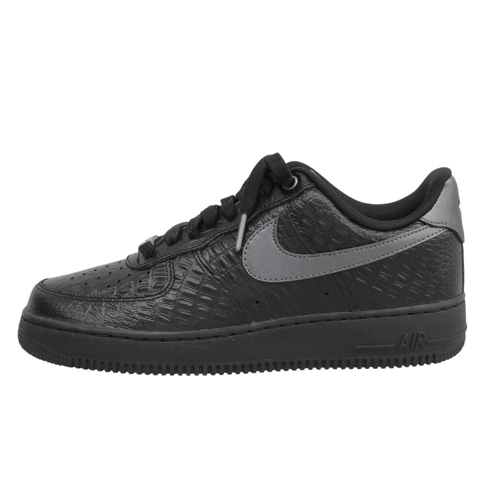 NIKE Air Force 1 Crocodile Leather Sneakers Black Size 8.5
