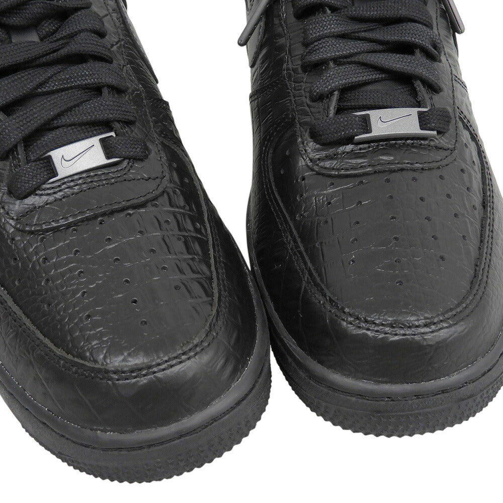 NIKE Air Force 1 Crocodile Leather Sneakers Black Size 8.5