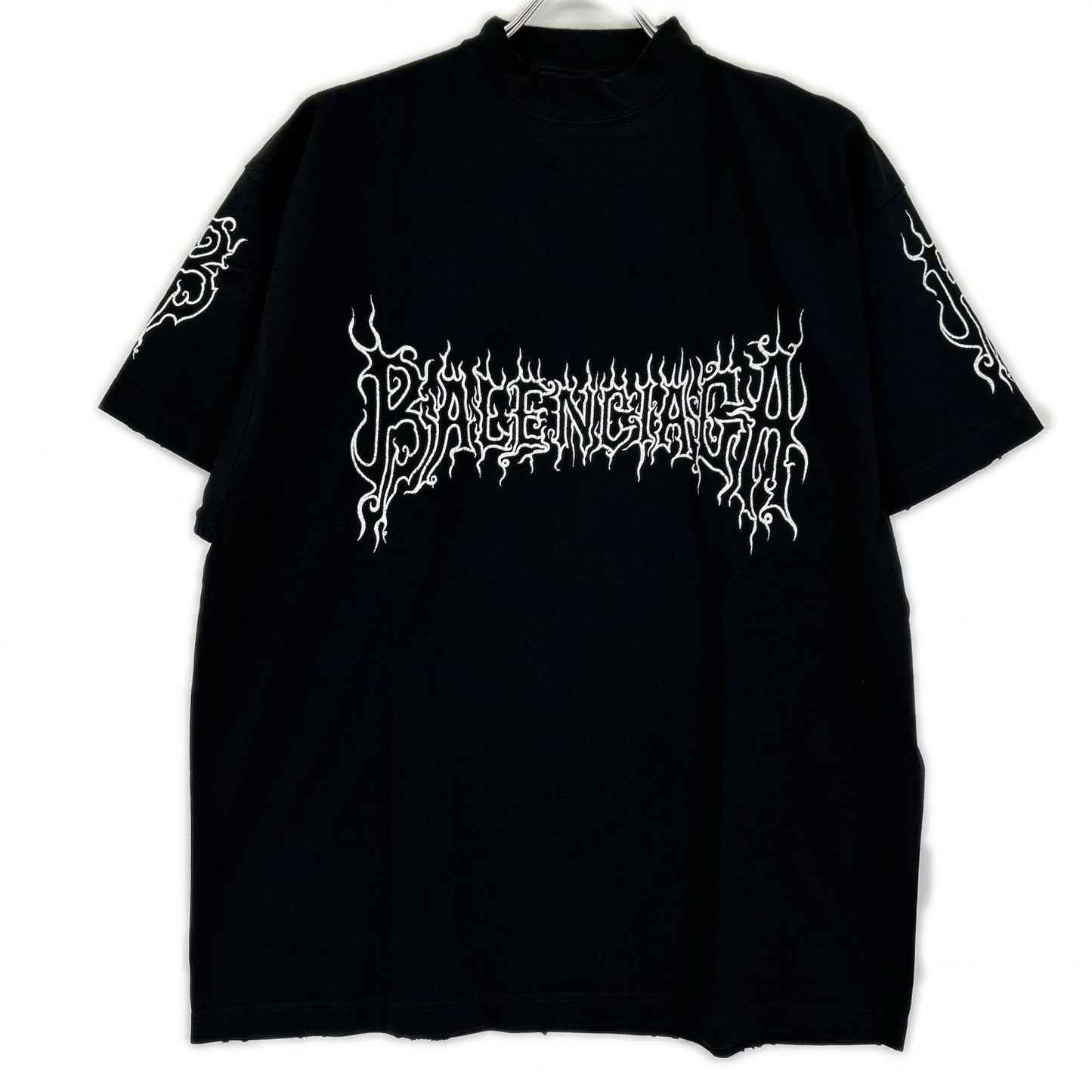 BALENCIAGA Black Dark Wave Cotton T-Shirt Size L