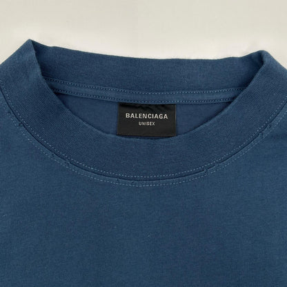 BALENCIAGA Navy BB Logo T-Shirt Blue Size S