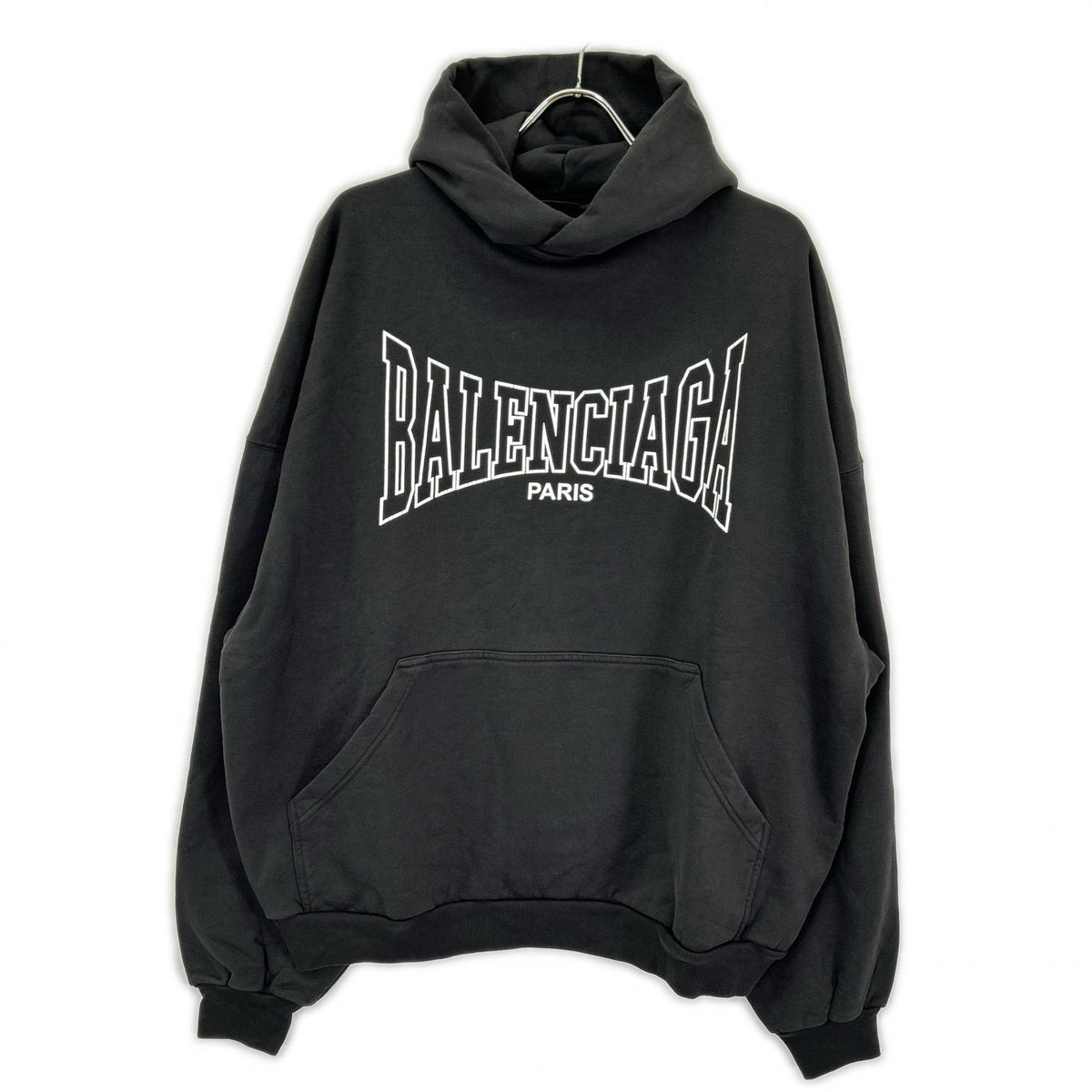 BALENCIAGA 24AW Logo Vintage Print Hoodie Black Size XXS