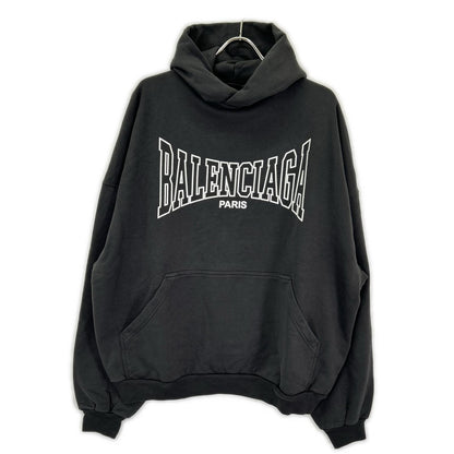 BALENCIAGA 24AW Logo Vintage Print Hoodie Black Size XXS