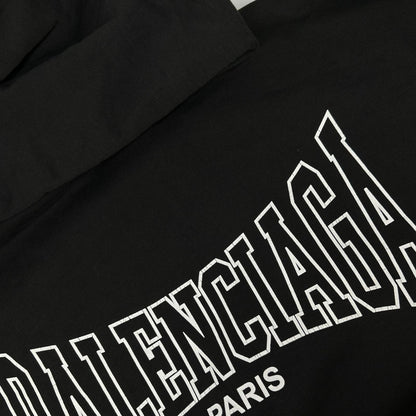 BALENCIAGA 24AW Logo Vintage Print Hoodie Black Size XXS