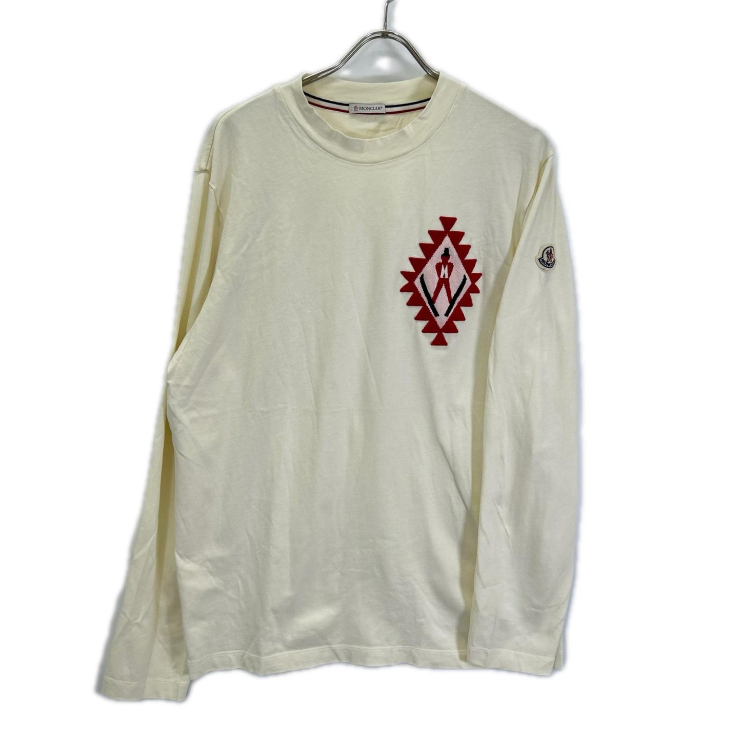 MONCLER 22AW White Logo Embroidered Long Sleeve Shirt Size L