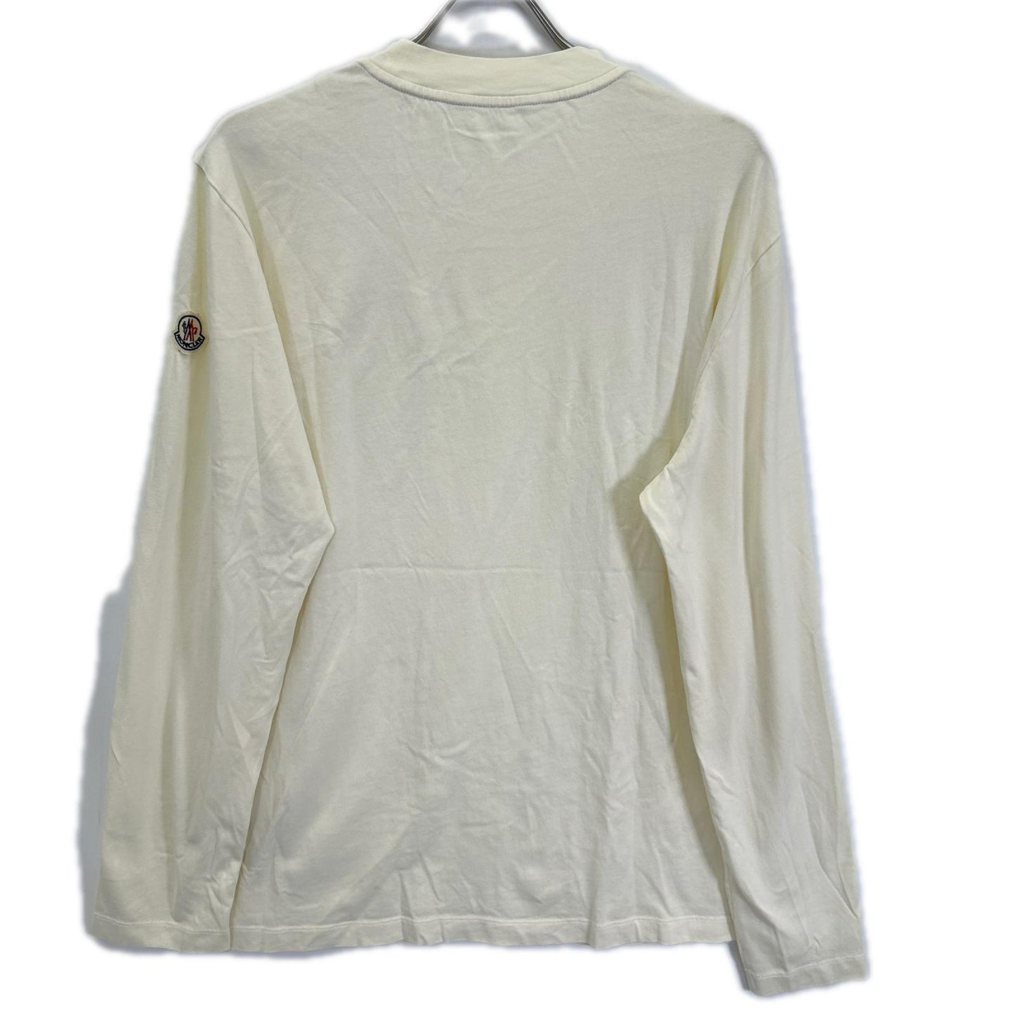 MONCLER 22AW White Logo Embroidered Long Sleeve Shirt Size L
