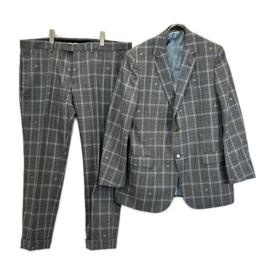 GUCCI Bee Check Wool 2-Piece Suit Gray Size 54