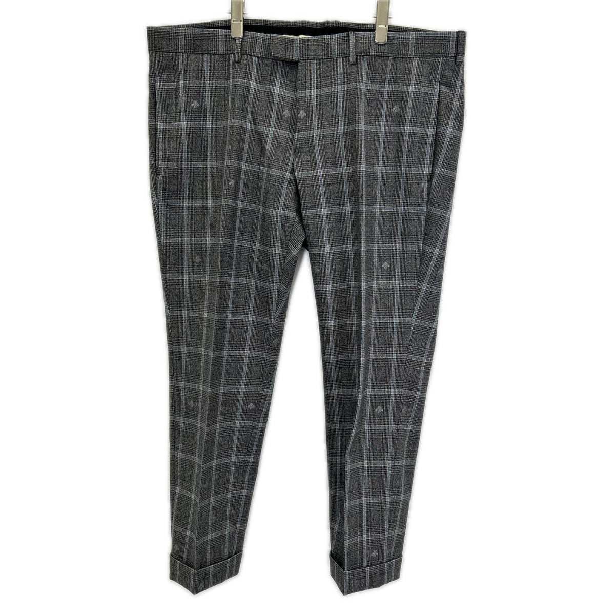 GUCCI Bee Check Wool 2-Piece Suit Gray Size 54