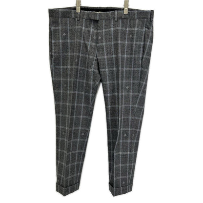 GUCCI Bee Check Wool 2-Piece Suit Gray Size 54