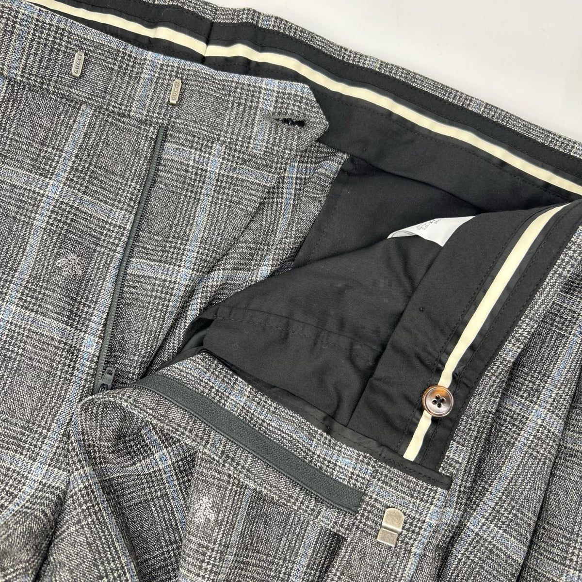 GUCCI Bee Check Wool 2-Piece Suit Gray Size 54