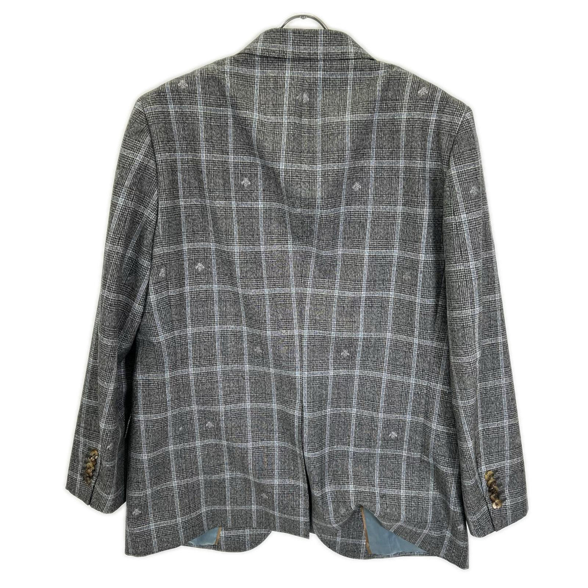 GUCCI Bee Check Wool 2-Piece Suit Gray Size 54