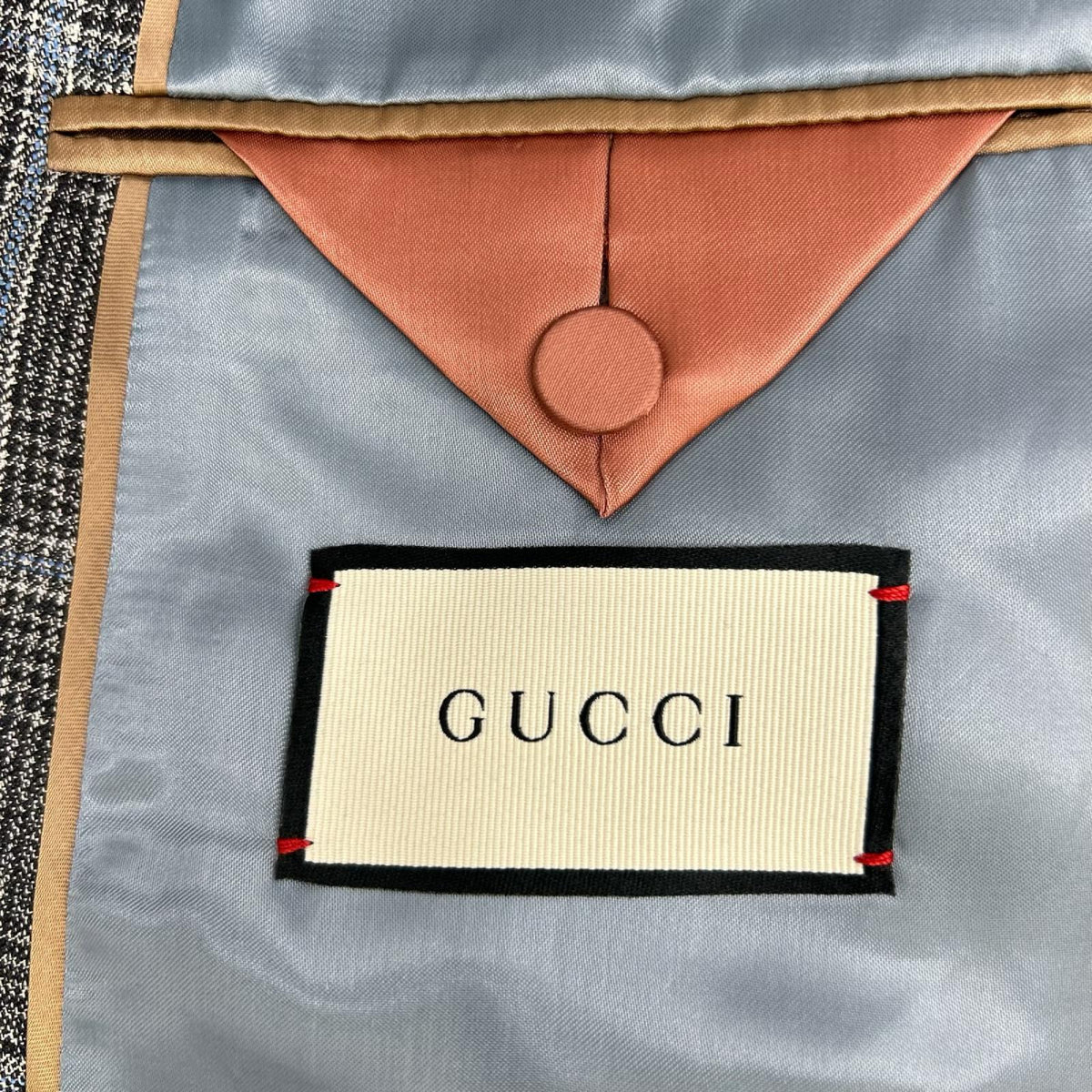 GUCCI Bee Check Wool 2-Piece Suit Gray Size 54