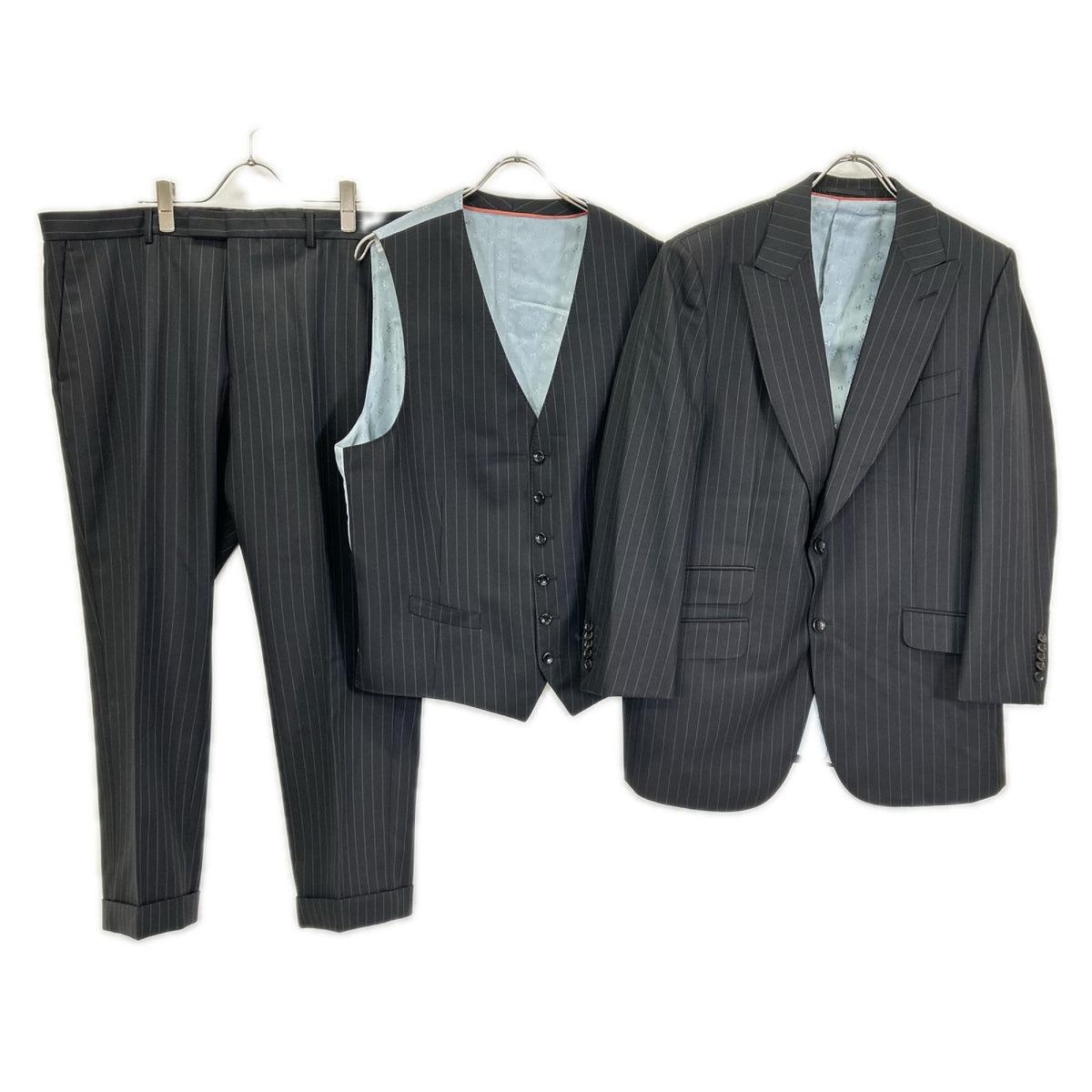 GUCCI Black Stripe 3-Piece Wool Suit Size 54