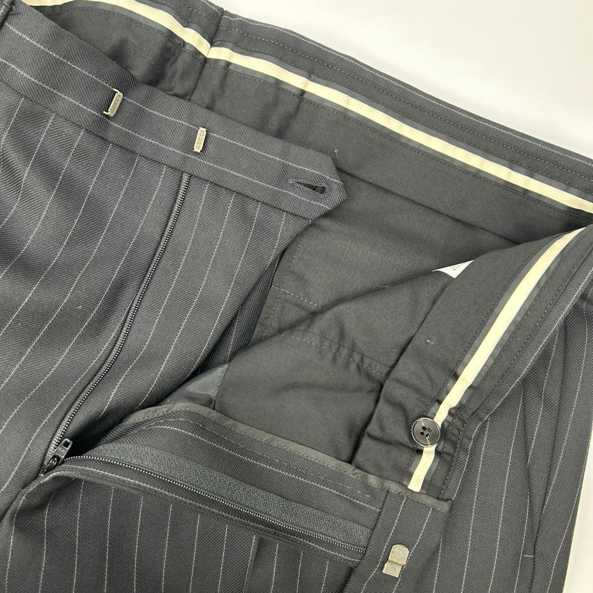 GUCCI Black Stripe 3-Piece Wool Suit Size 54