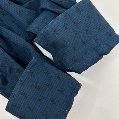 HERMES Blue Horse Pattern Selier Button Cotton Shirt Size 43