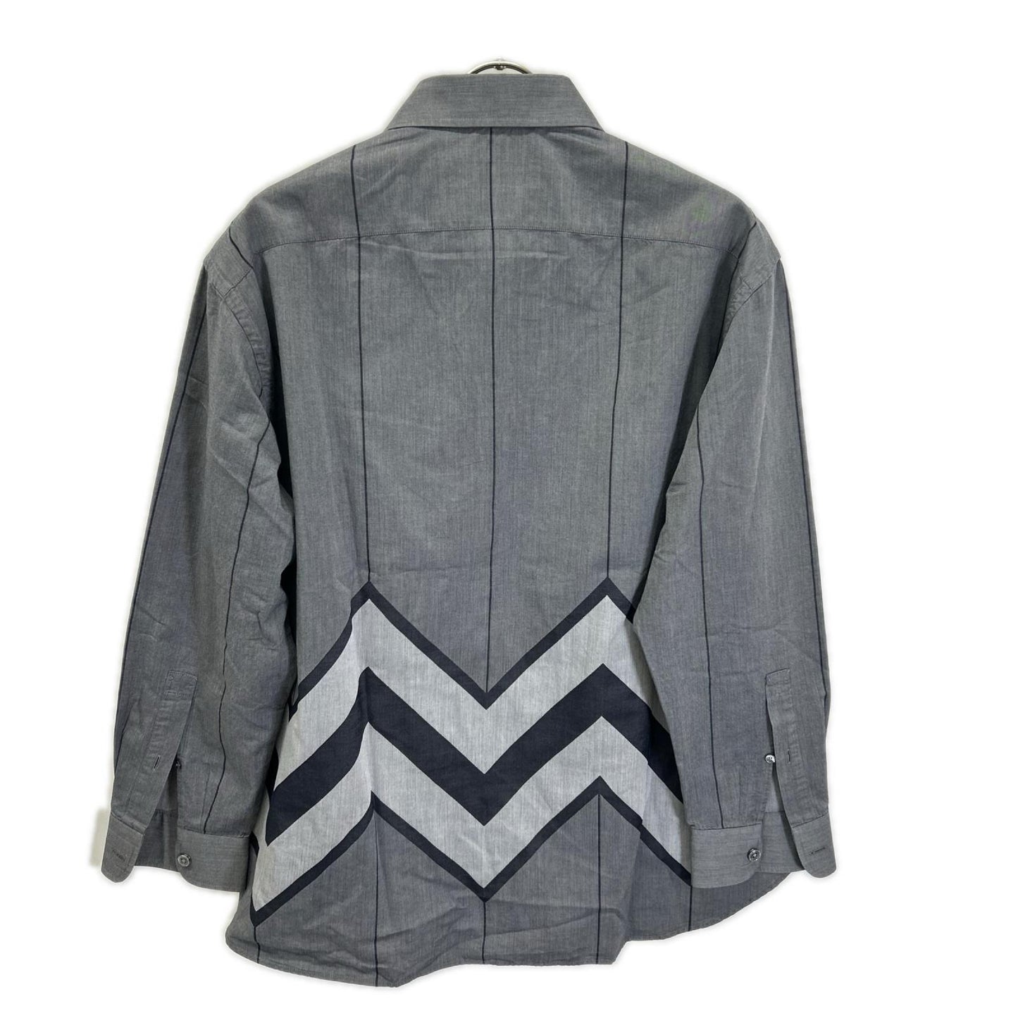 LOUIS VUITTON Cotton Chevron Stripe Gray Black Shirt Size XXL