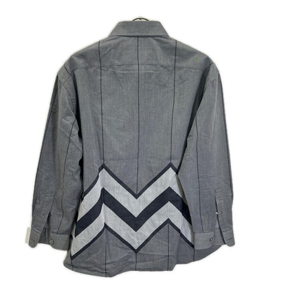 LOUIS VUITTON Cotton Chevron Stripe Gray Black Shirt Size XXL