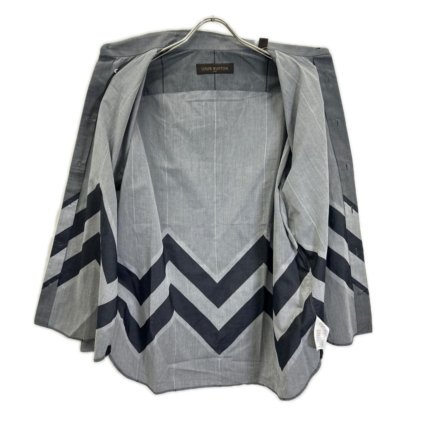 LOUIS VUITTON Cotton Chevron Stripe Gray Black Shirt Size XXL