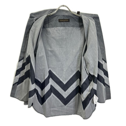 LOUIS VUITTON Cotton Chevron Stripe Gray Black Shirt Size XXL