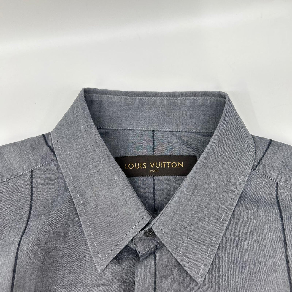 LOUIS VUITTON Cotton Chevron Stripe Gray Black Shirt Size XXL
