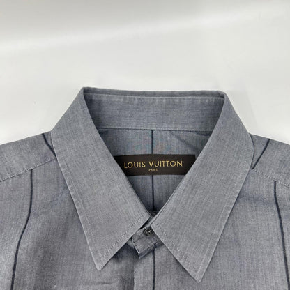 LOUIS VUITTON Cotton Chevron Stripe Gray Black Shirt Size XXL
