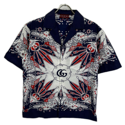 GUCCI Bandana Print Aloha Shirt Navy/White Size 46