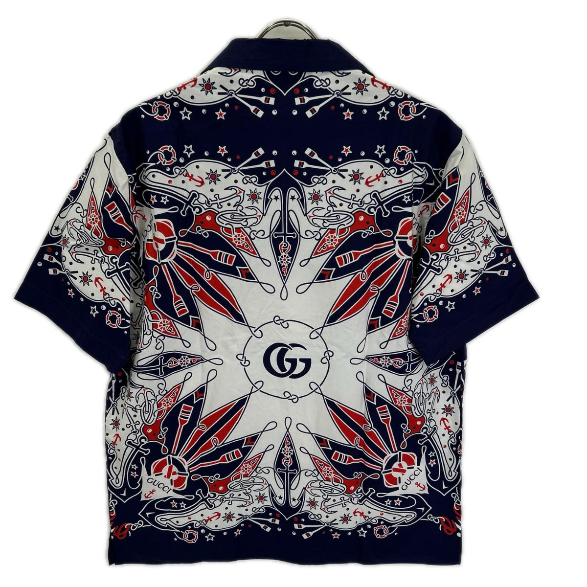 GUCCI Bandana Print Aloha Shirt Navy/White Size 46