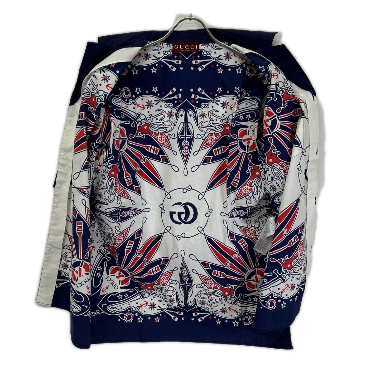 GUCCI Bandana Print Aloha Shirt Navy/White Size 46