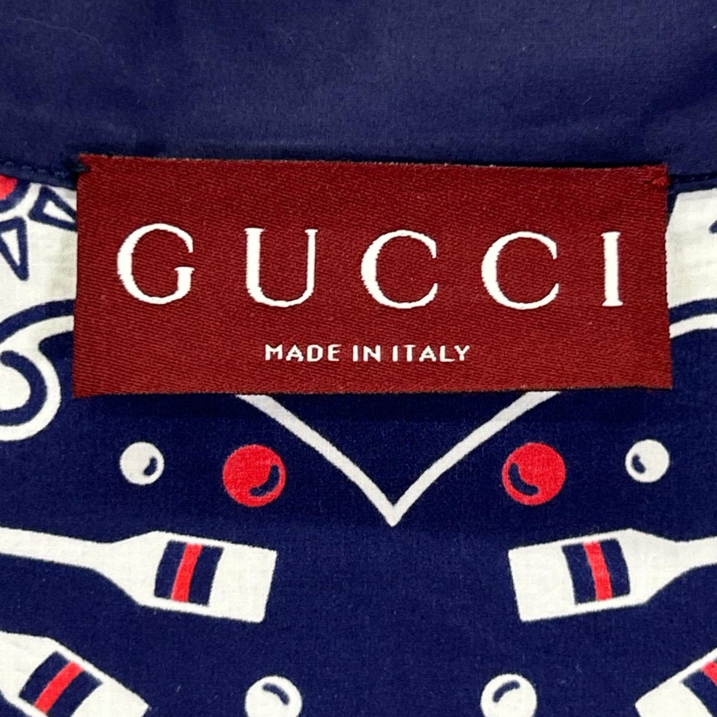 GUCCI Bandana Print Aloha Shirt Navy/White Size 46