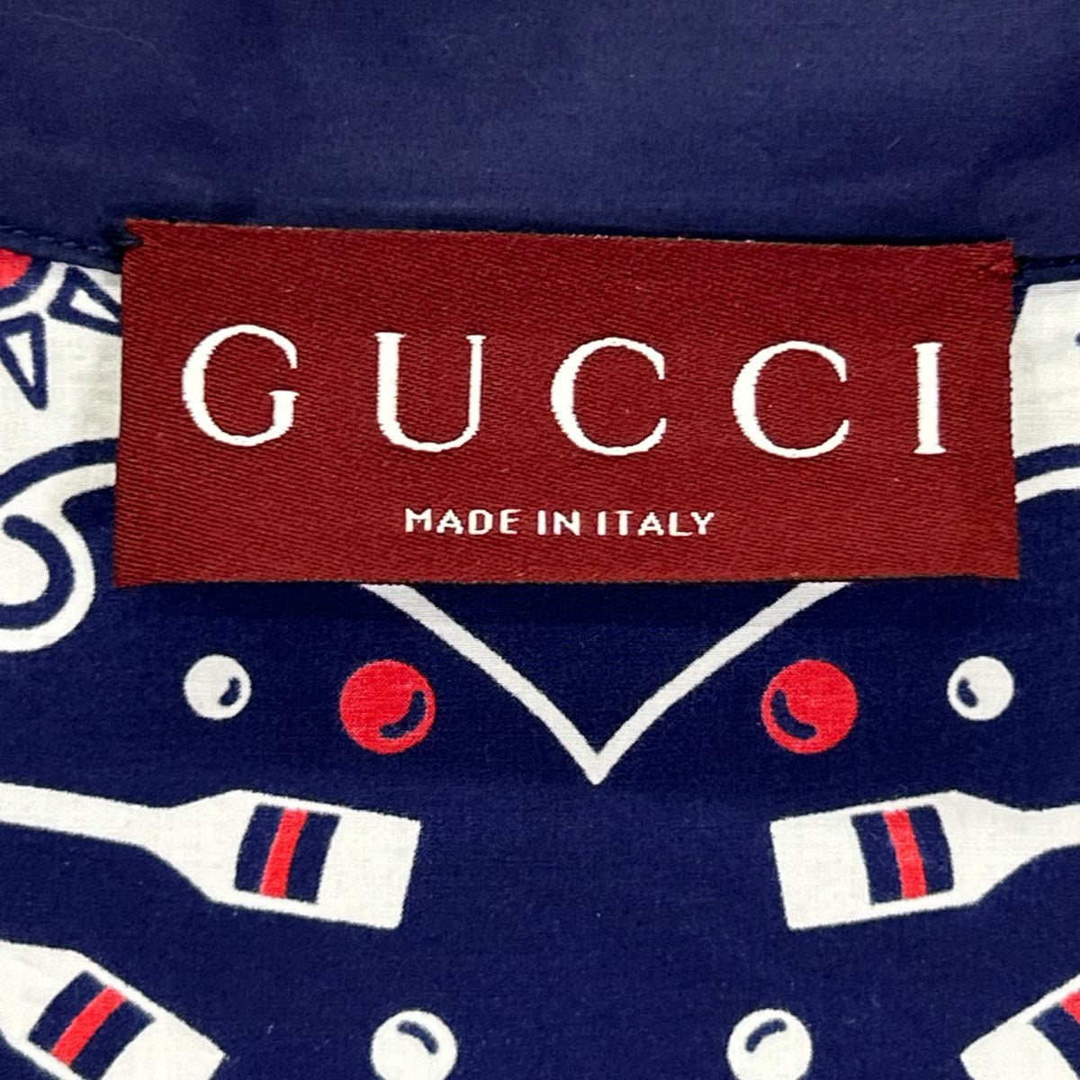 GUCCI Bandana Print Aloha Shirt Navy/White Size 46