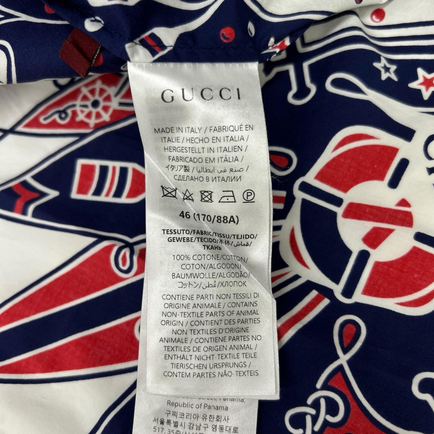 GUCCI Bandana Print Aloha Shirt Navy/White Size 46