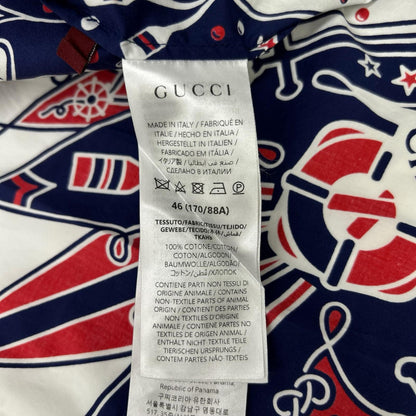 GUCCI Bandana Print Aloha Shirt Navy/White Size 46