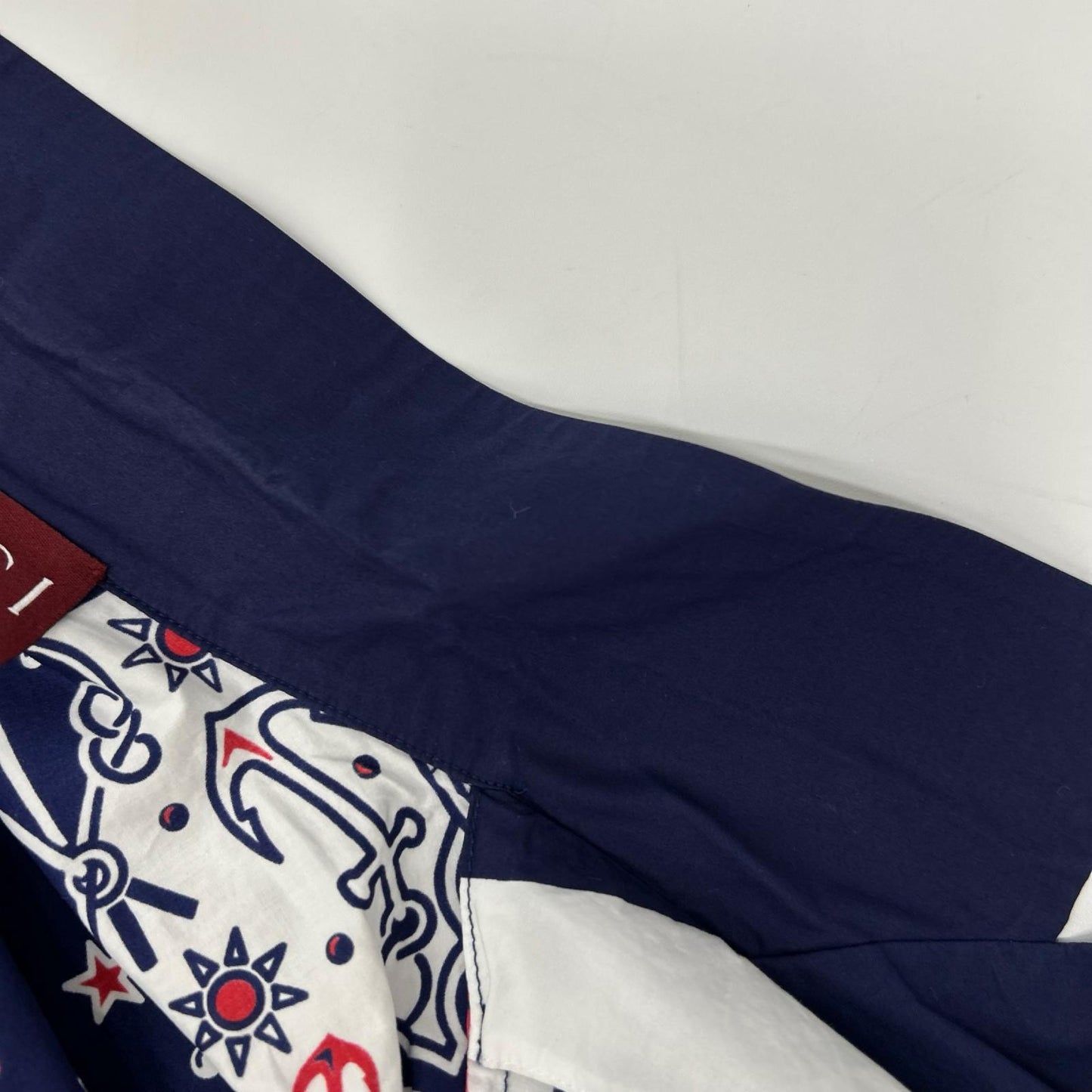 GUCCI Bandana Print Aloha Shirt Navy/White Size 46