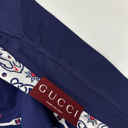 GUCCI Bandana Print Aloha Shirt Navy/White Size 46