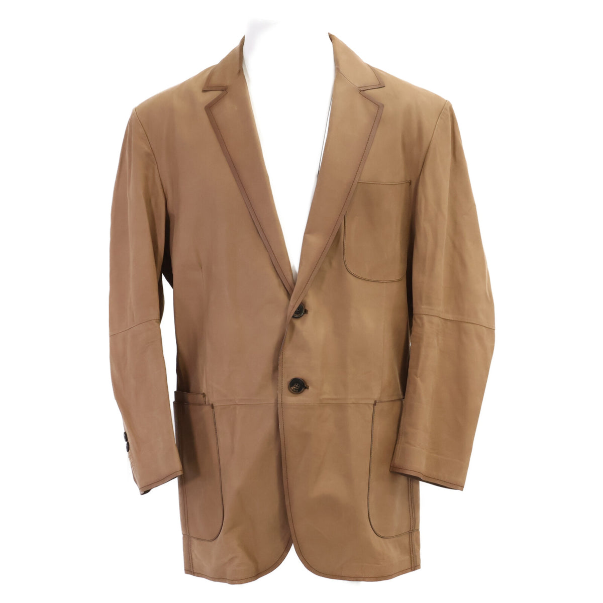 BERLUTI Calf Leather 2B Blazer Brown Size A52