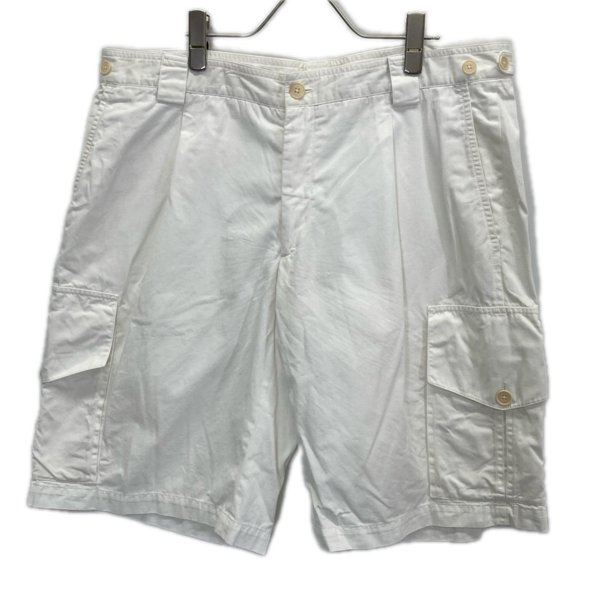 HERMES White Cotton Short Cargo Pants Size 46