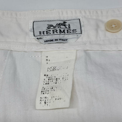 HERMES White Cotton Short Cargo Pants Size 46