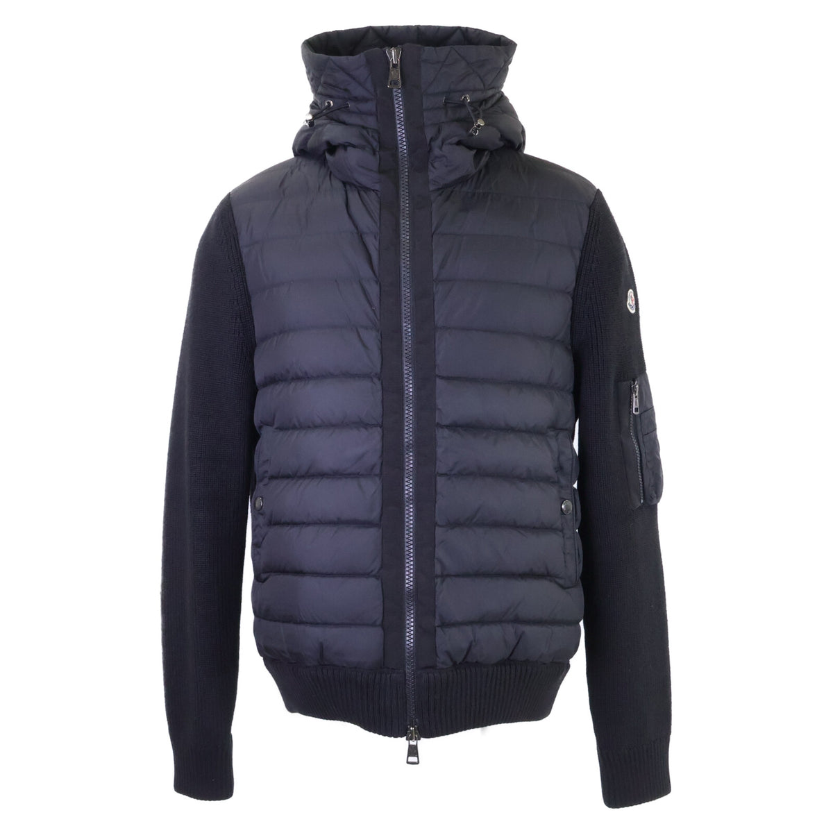 MONCLER D20919402800 Knit Down Hooded Jacket Black Size L
